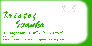 kristof ivanko business card